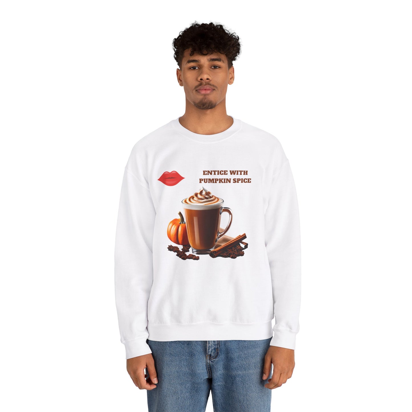 Entice With Pumpkin Spice Latte Lips Unisex Heavy Blend™ Crewneck Sweatshirt