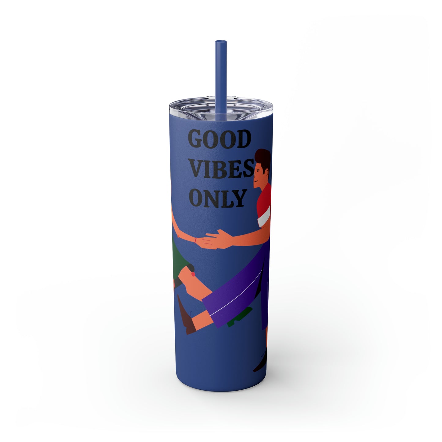 Good Vibes Only Skinny Tumbler with Straw, 20oz