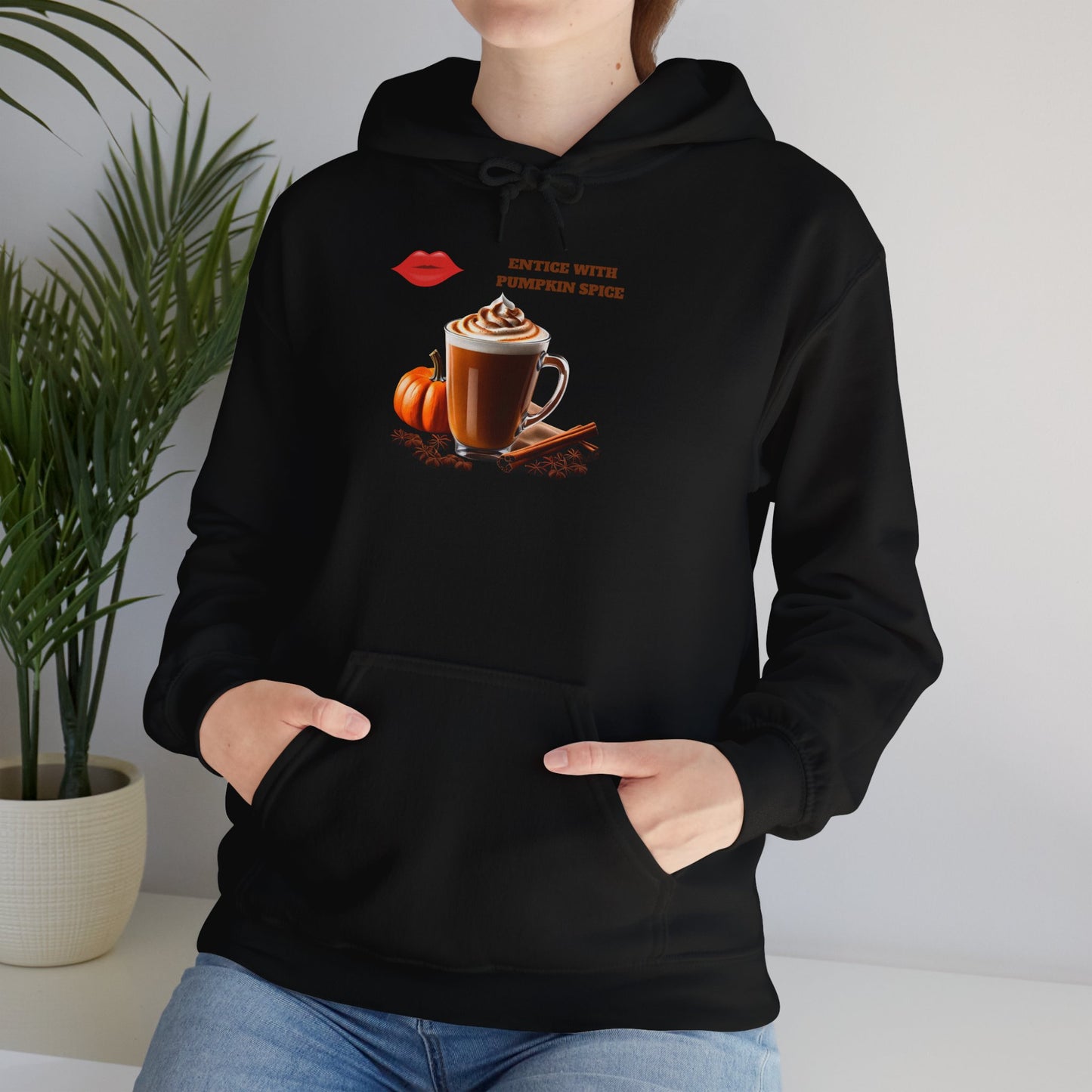 Entice With Pumpkin Spice Latte Lips Unisex Heavy Blend™ Hooded Sweatshirt