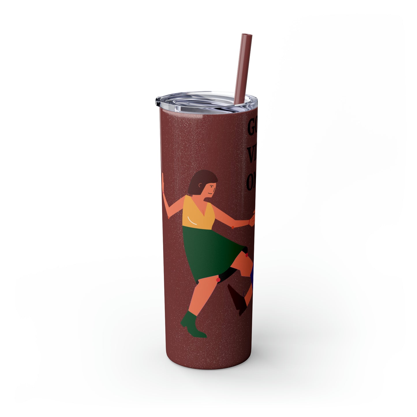 Good Vibes Only Skinny Tumbler with Straw, 20oz