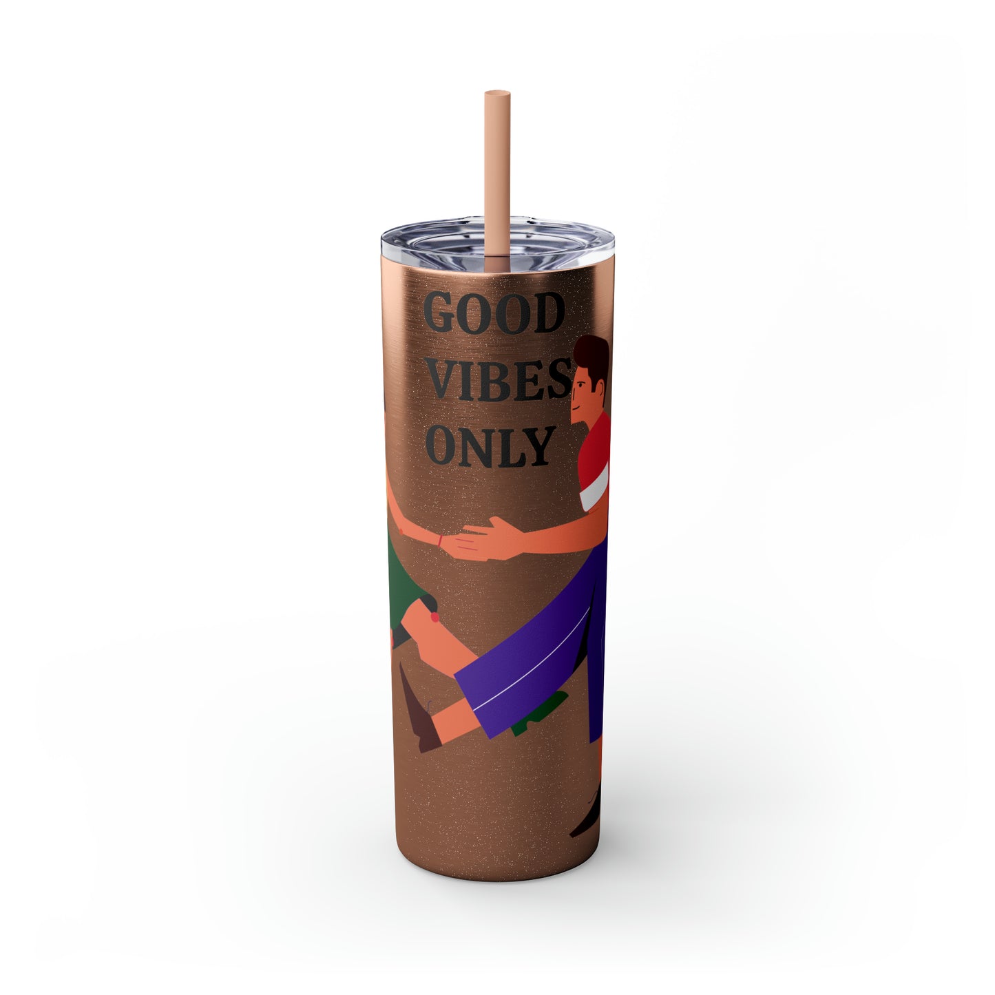 Good Vibes Only Skinny Tumbler with Straw, 20oz