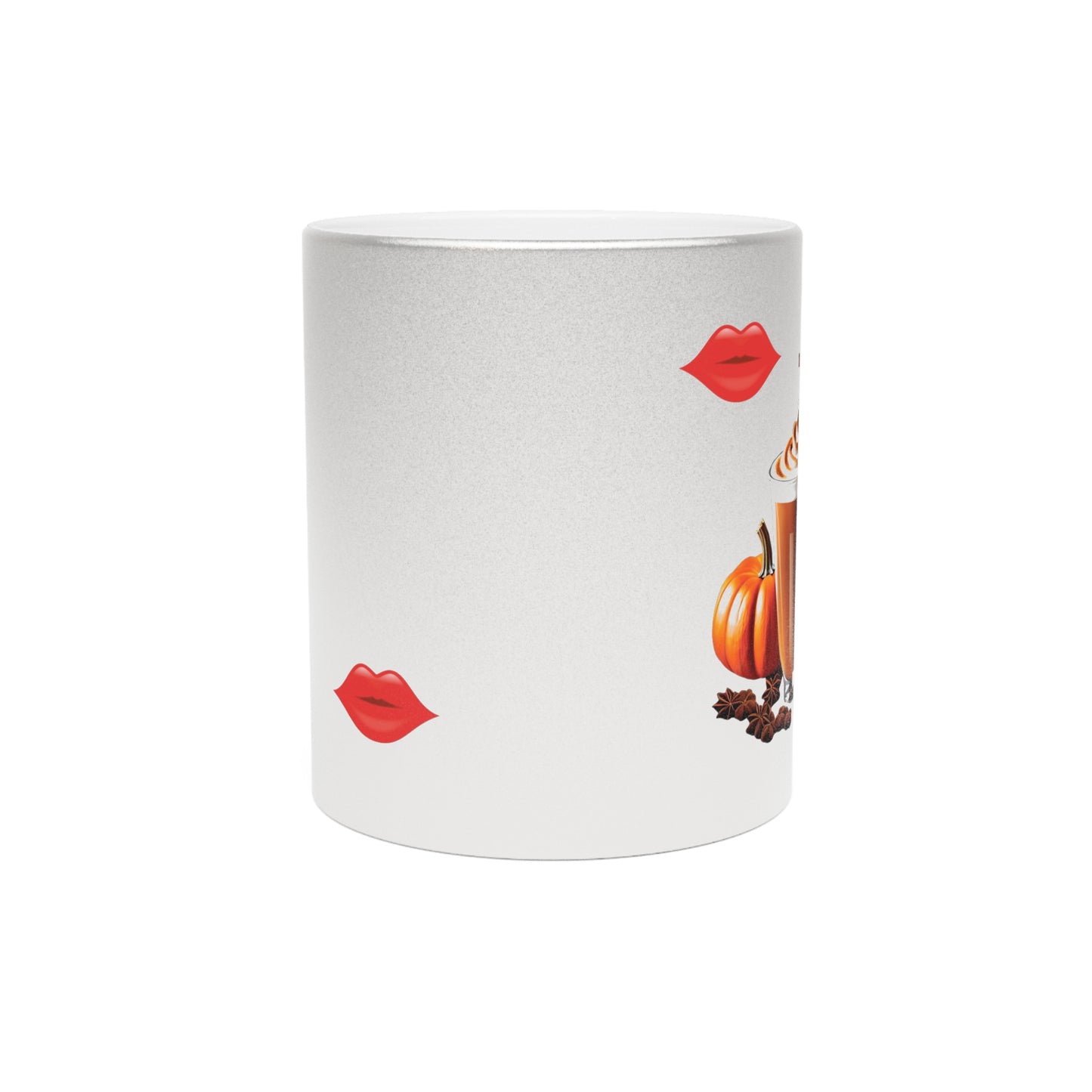 Entice With Pumpkin Spice Latte Lips Metallic Mug (Silver\Gold)