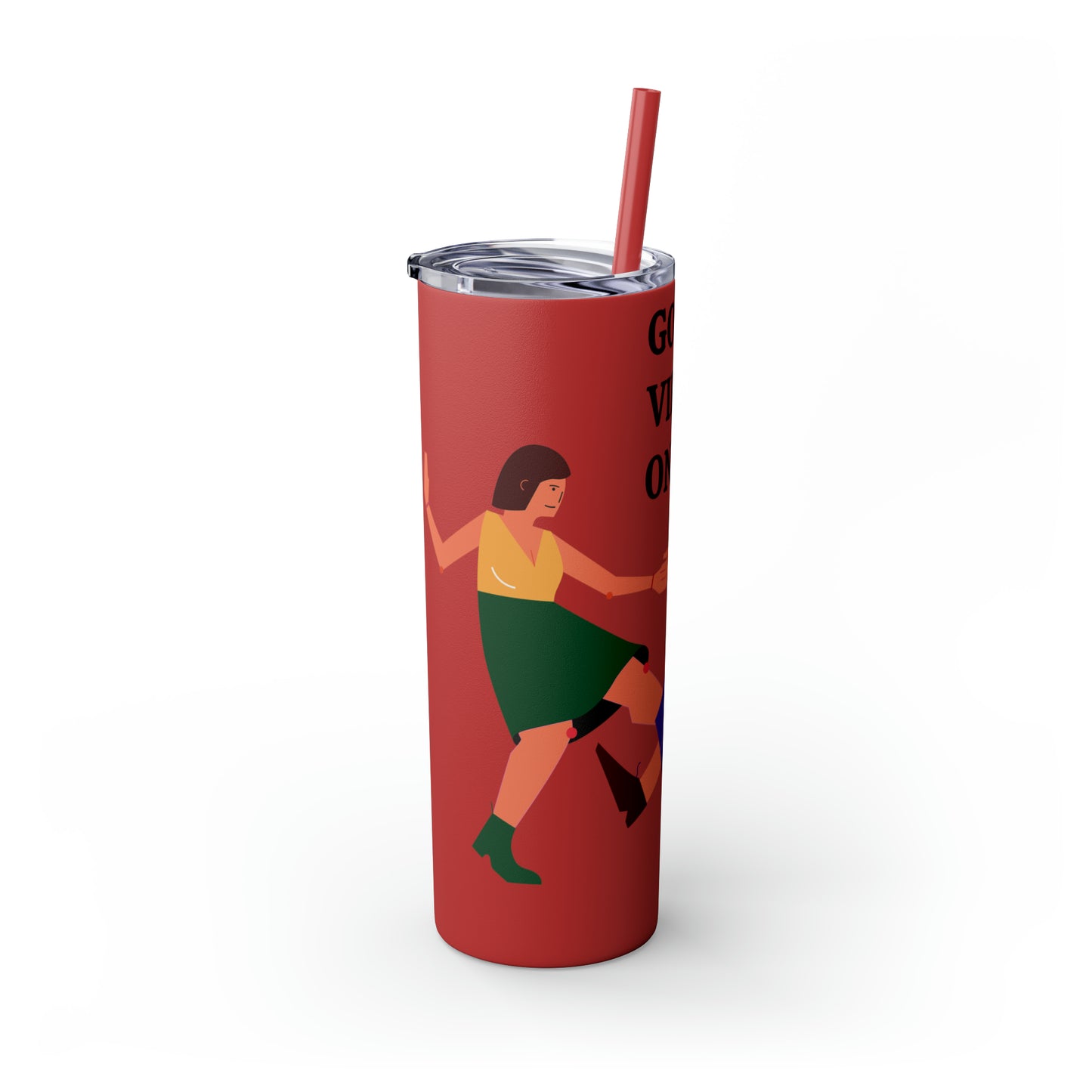 Good Vibes Only Skinny Tumbler with Straw, 20oz