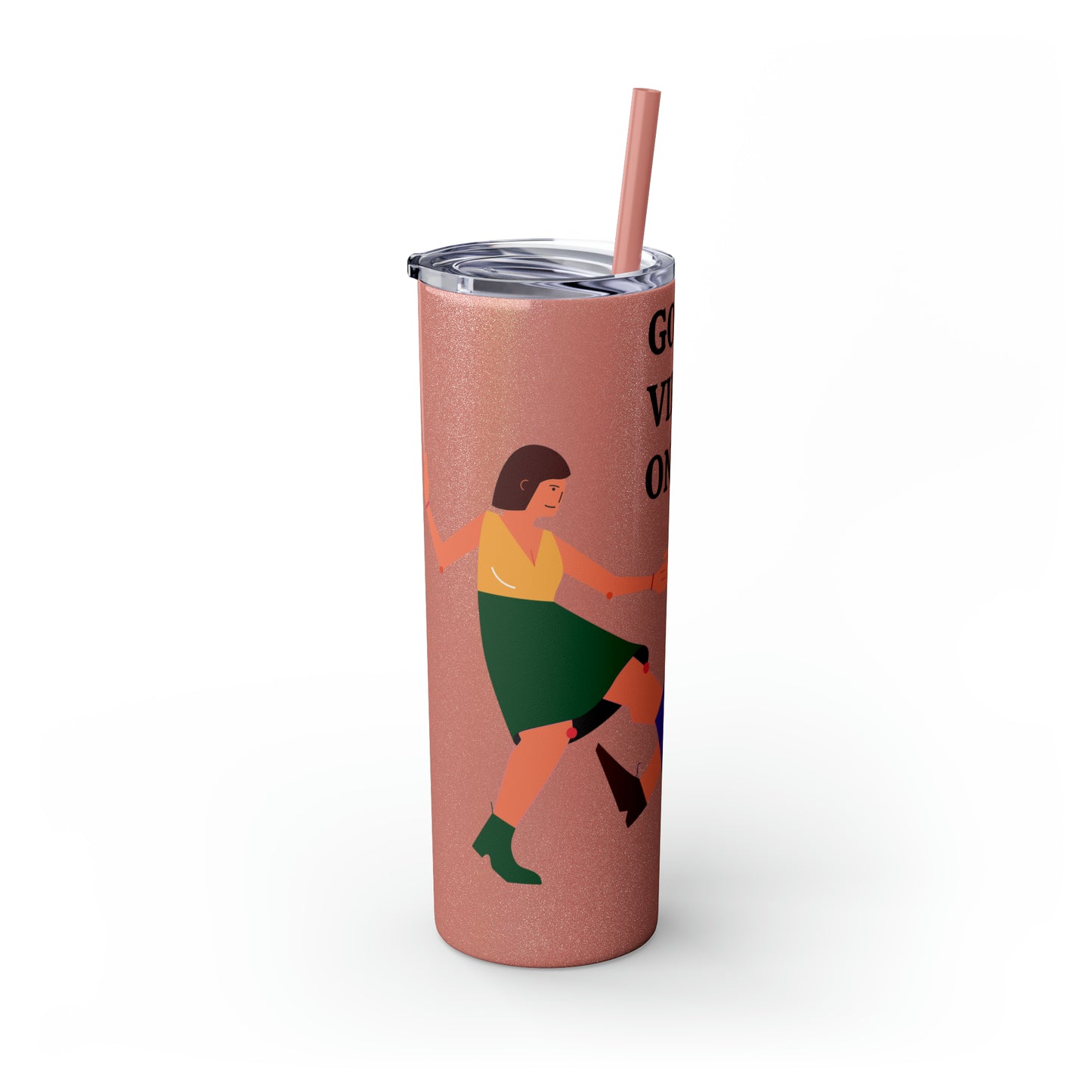 Good Vibes Only Skinny Tumbler with Straw, 20oz