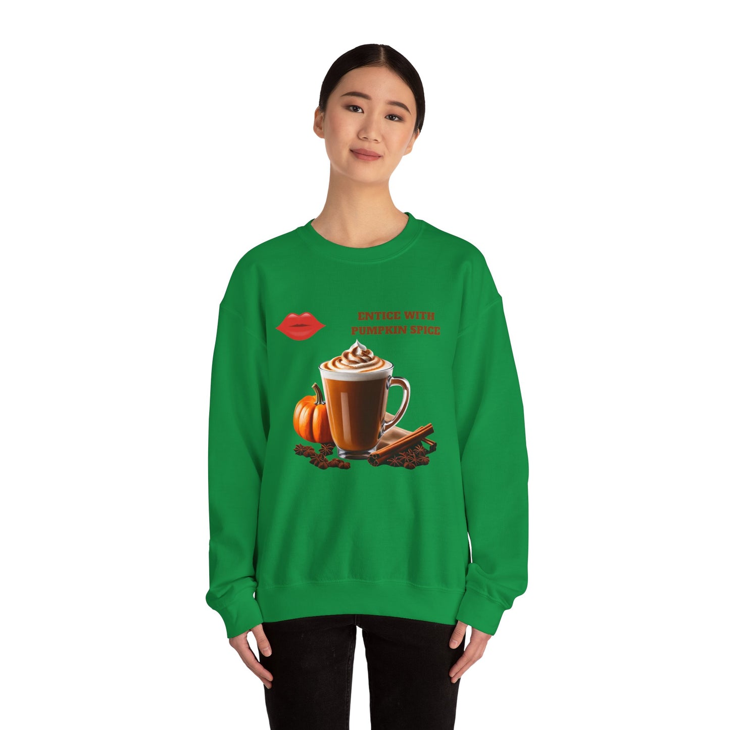 Entice With Pumpkin Spice Latte Lips Unisex Heavy Blend™ Crewneck Sweatshirt