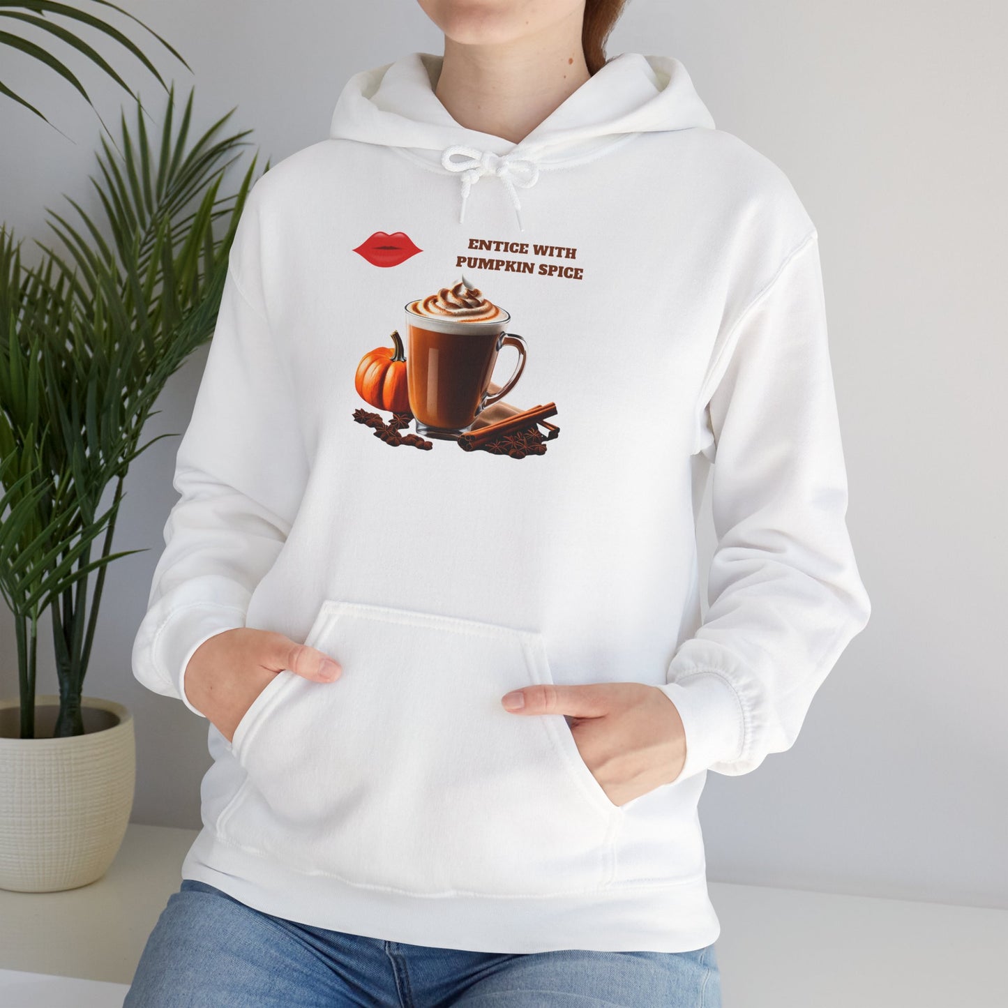 Entice With Pumpkin Spice Latte Lips Unisex Heavy Blend™ Hooded Sweatshirt