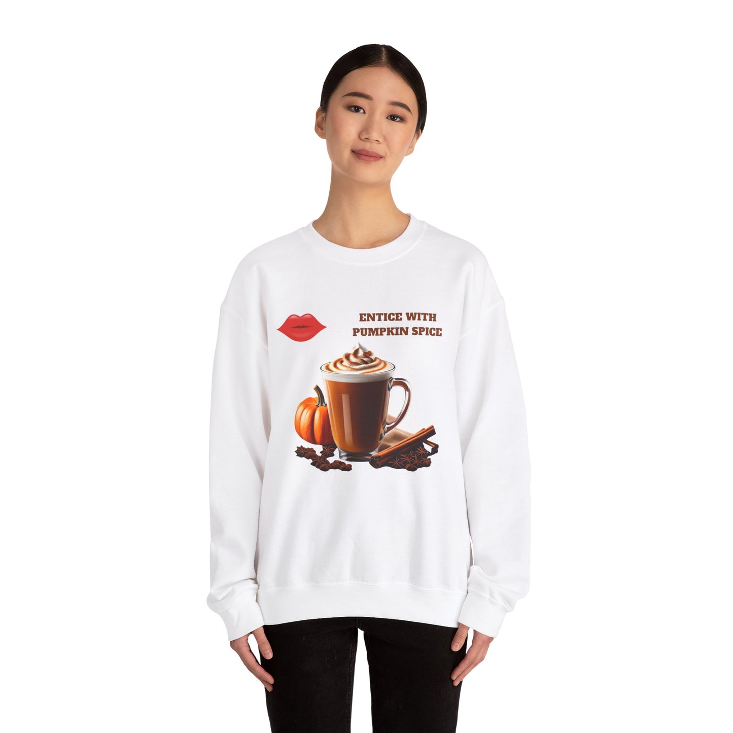 Entice With Pumpkin Spice Latte Lips Unisex Heavy Blend™ Crewneck Sweatshirt