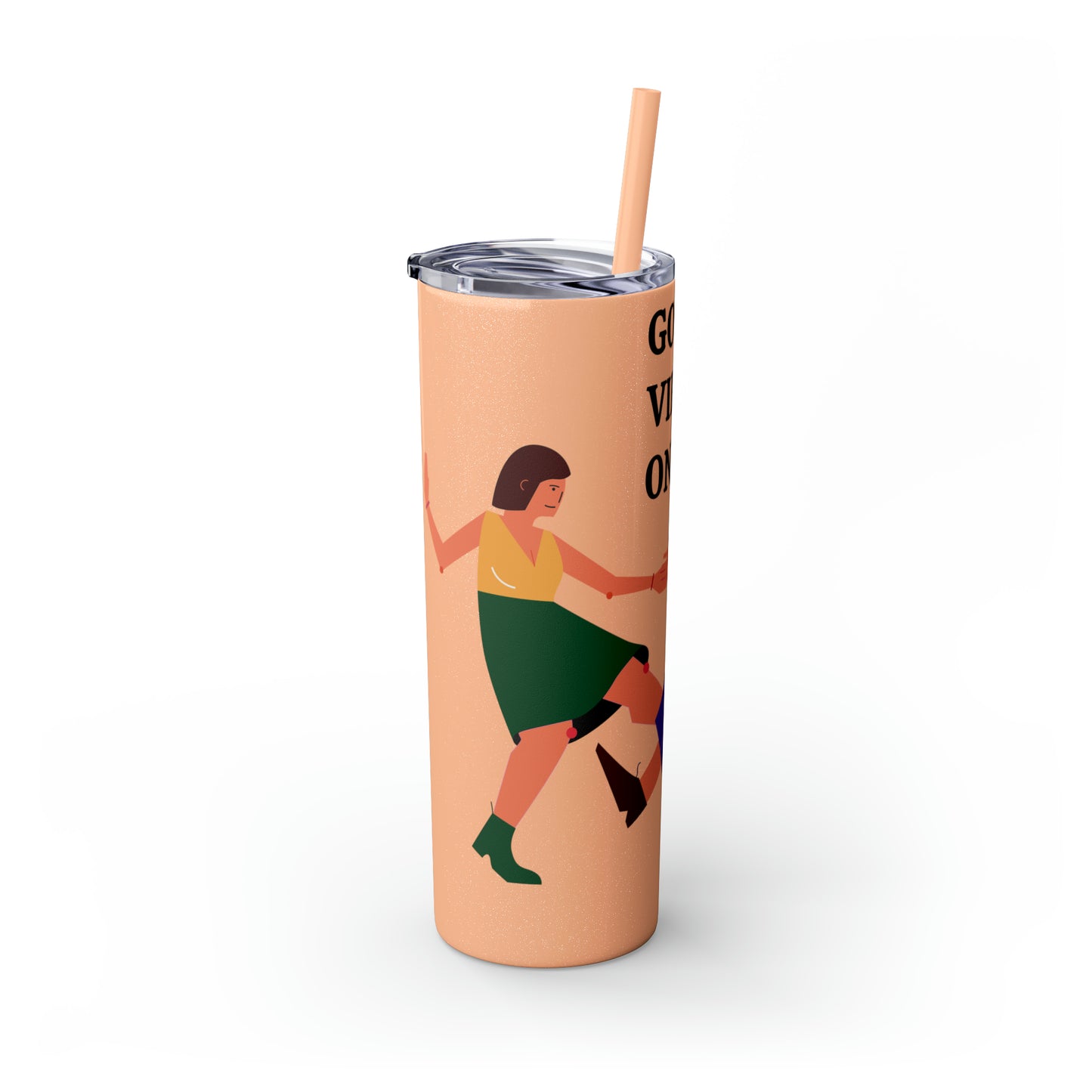 Good Vibes Only Skinny Tumbler with Straw, 20oz