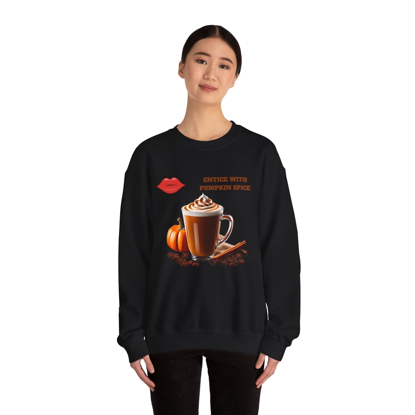 Entice With Pumpkin Spice Latte Lips Unisex Heavy Blend™ Crewneck Sweatshirt