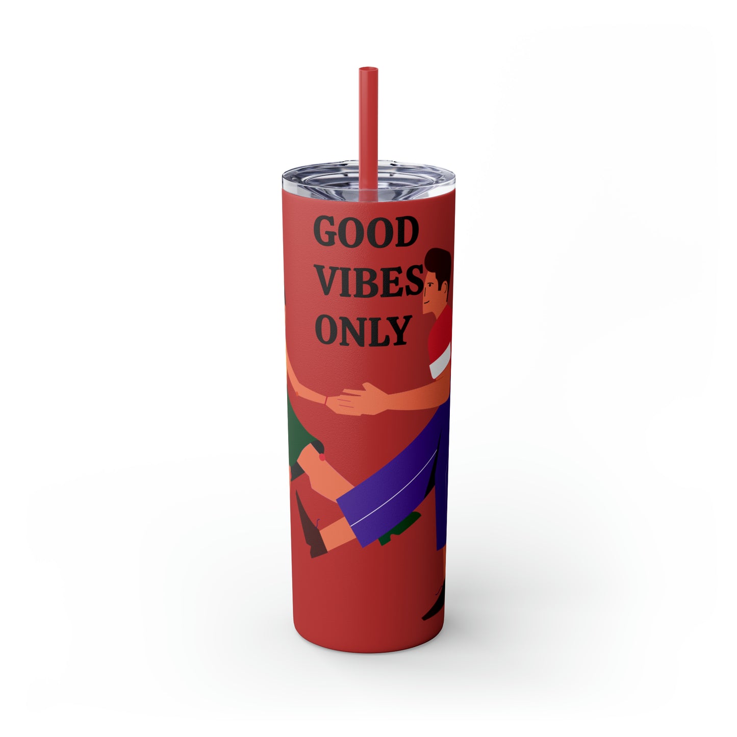 Good Vibes Only Skinny Tumbler with Straw, 20oz