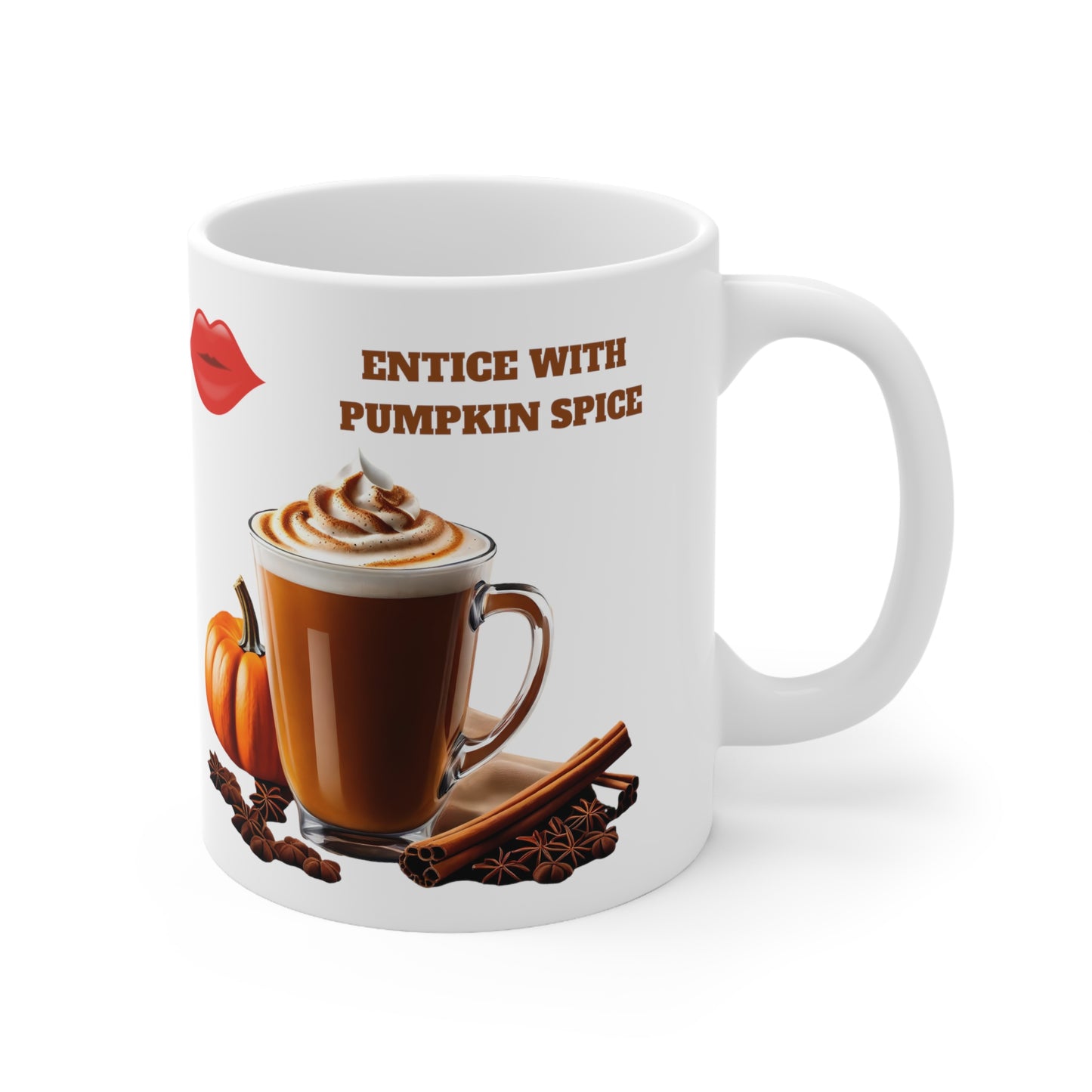 Entice With Pumpkin Spice Latte Lips Ceramic Mug 11oz