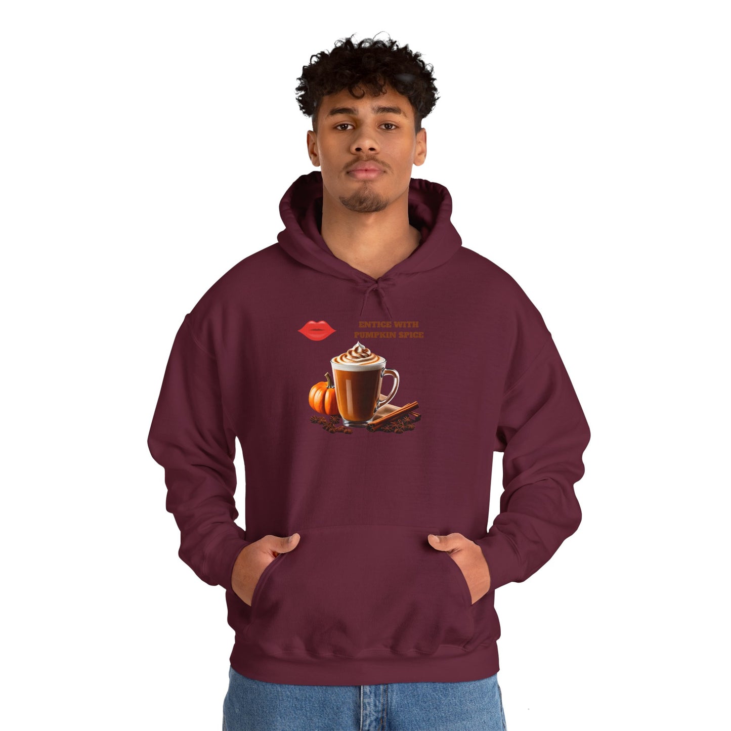 Entice With Pumpkin Spice Latte Lips Unisex Heavy Blend™ Hooded Sweatshirt