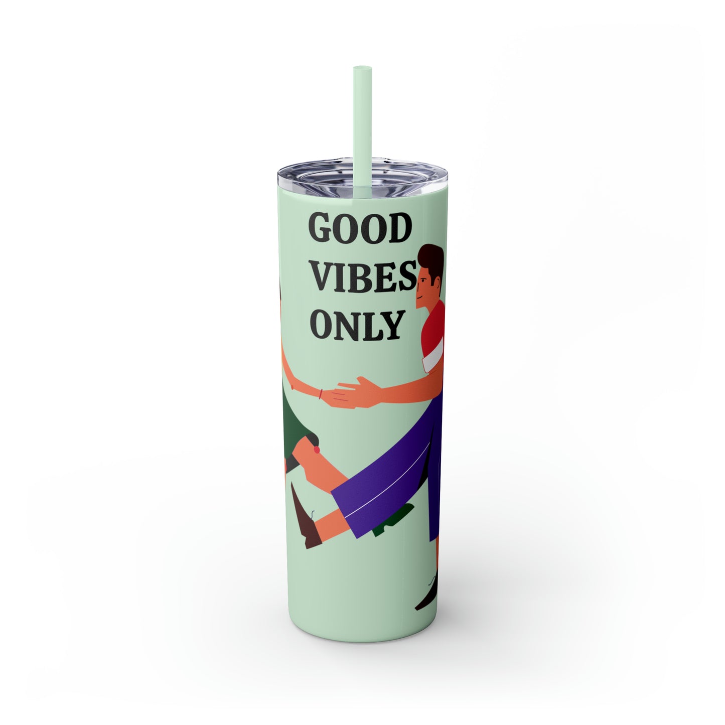 Good Vibes Only Skinny Tumbler with Straw, 20oz