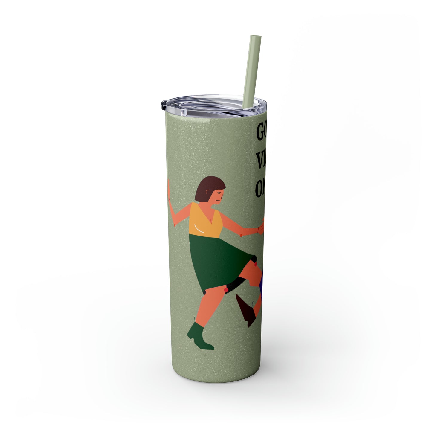 Good Vibes Only Skinny Tumbler with Straw, 20oz