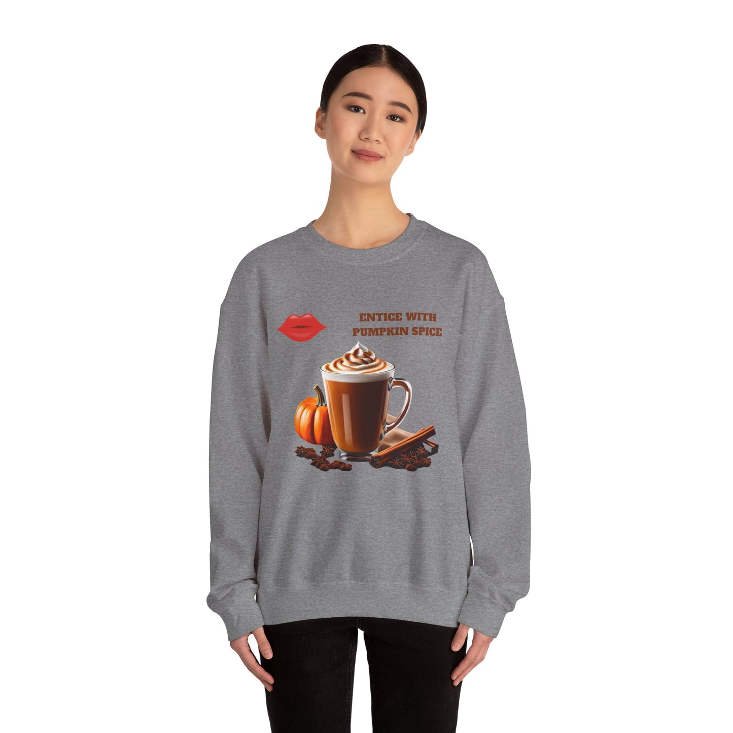 Entice With Pumpkin Spice Latte Lips Unisex Heavy Blend™ Crewneck Sweatshirt