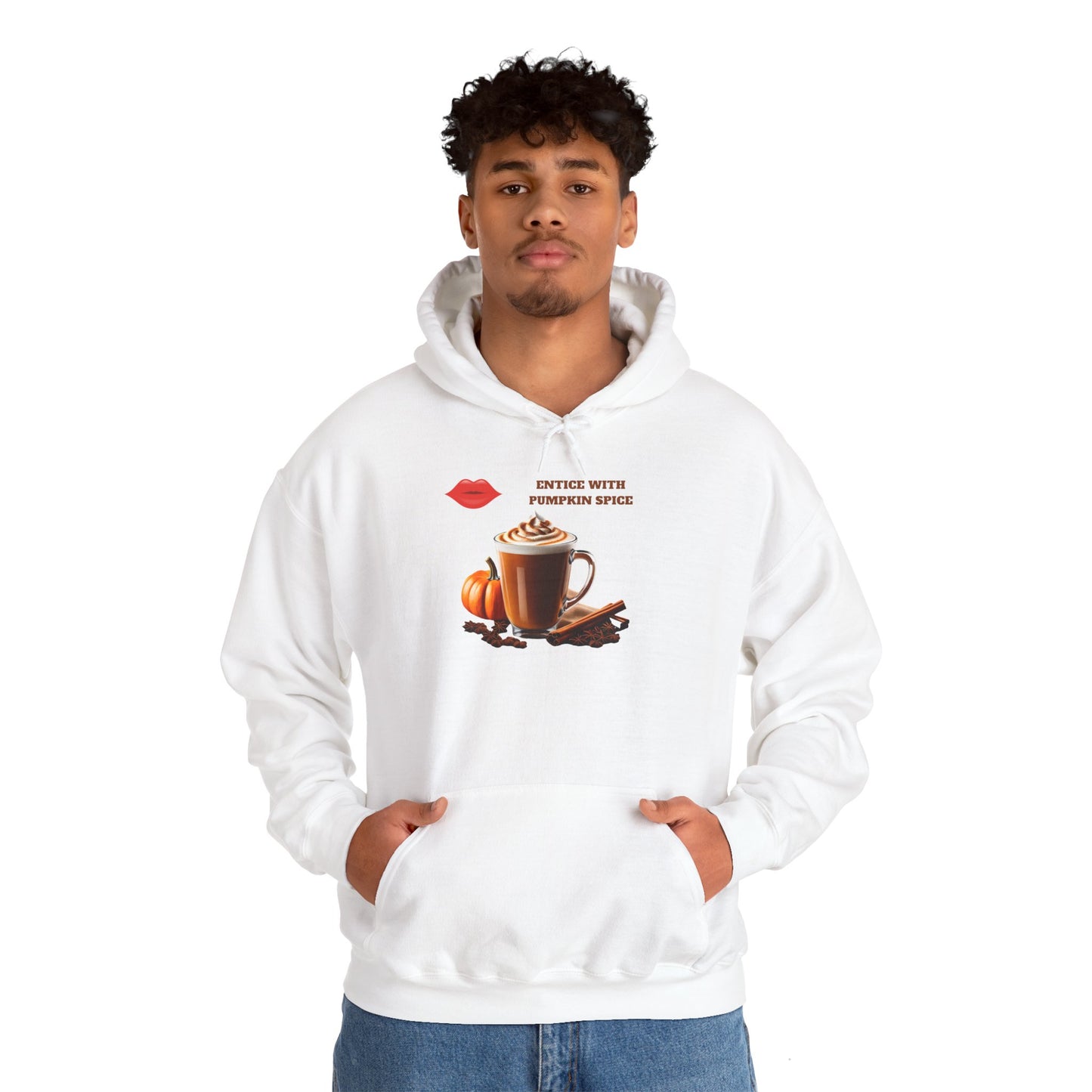 Entice With Pumpkin Spice Latte Lips Unisex Heavy Blend™ Hooded Sweatshirt