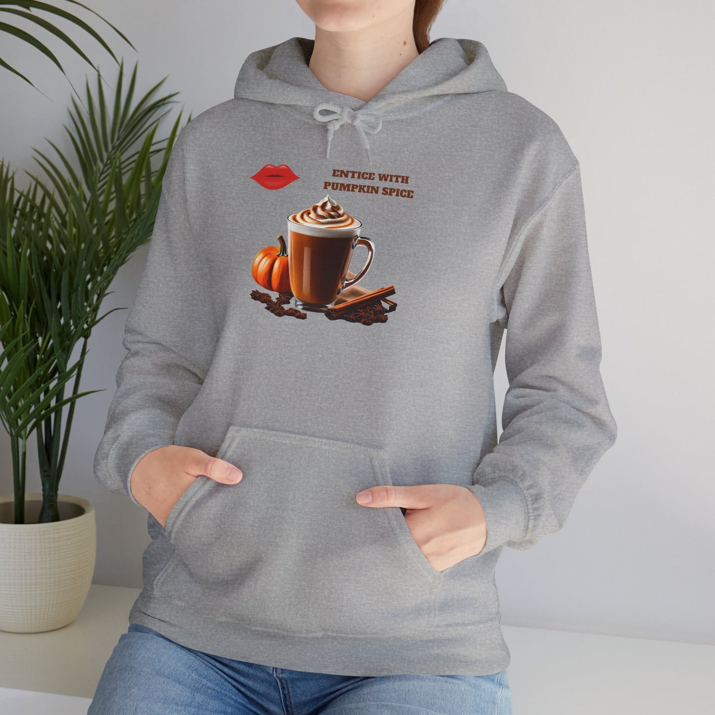 Entice With Pumpkin Spice Latte Lips Unisex Heavy Blend™ Hooded Sweatshirt