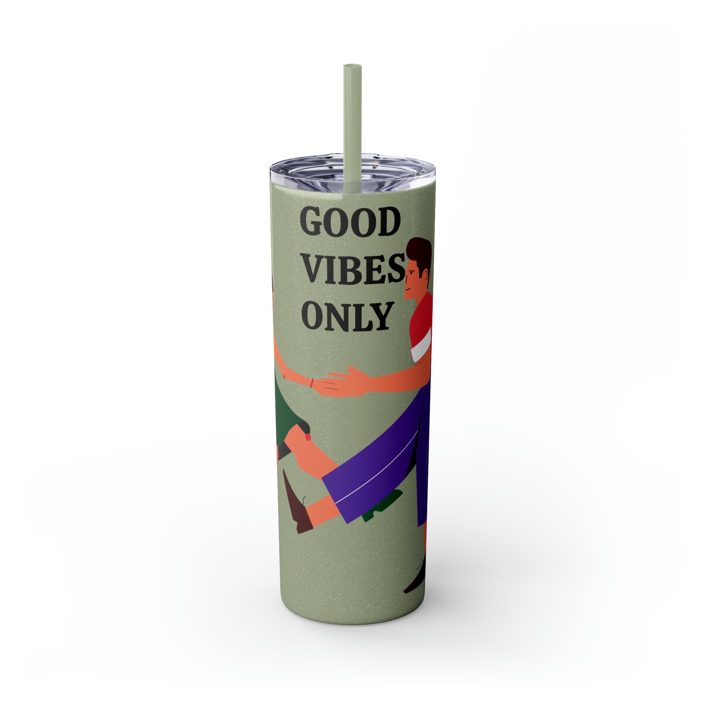 Good Vibes Only Skinny Tumbler with Straw, 20oz