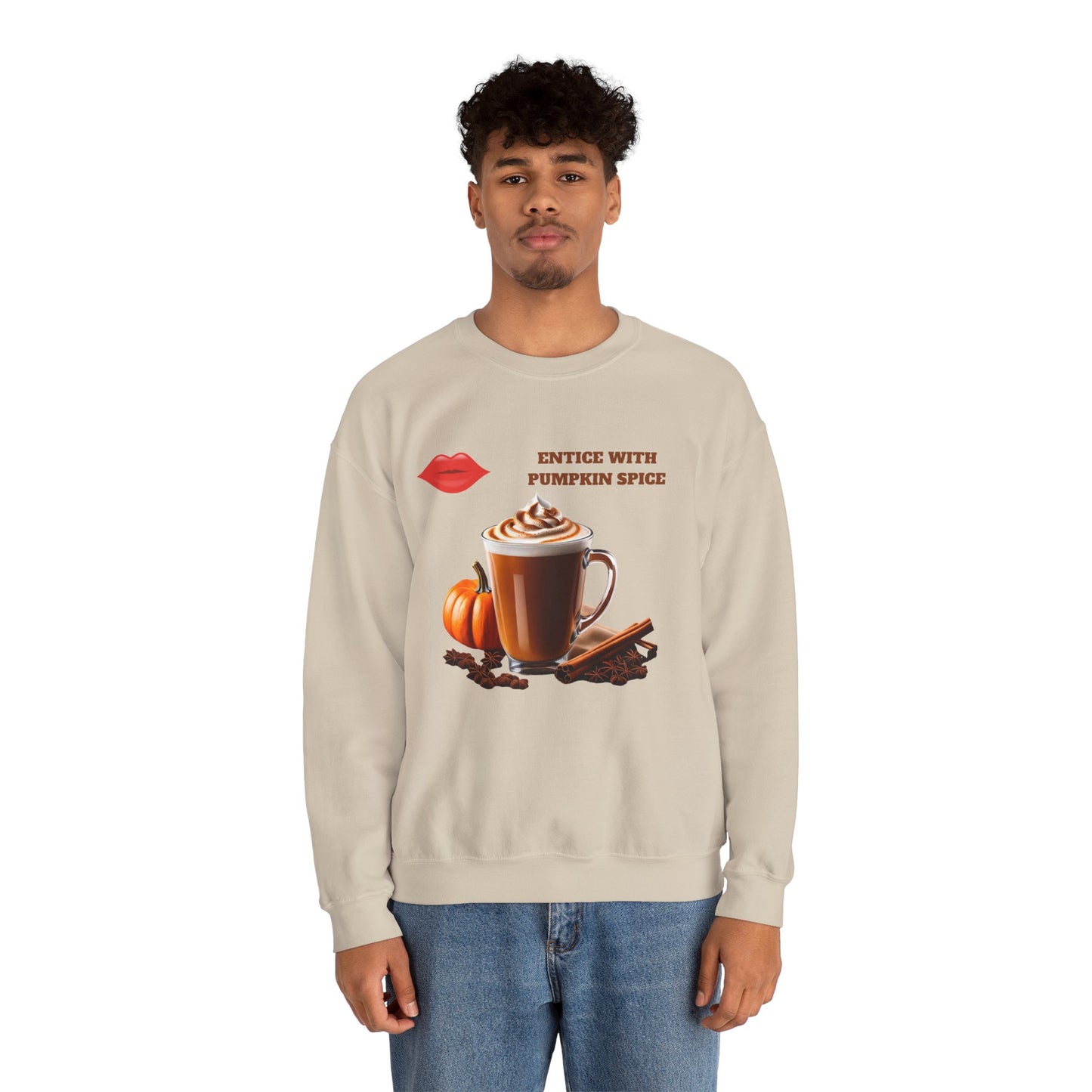 Entice With Pumpkin Spice Latte Lips Unisex Heavy Blend™ Crewneck Sweatshirt