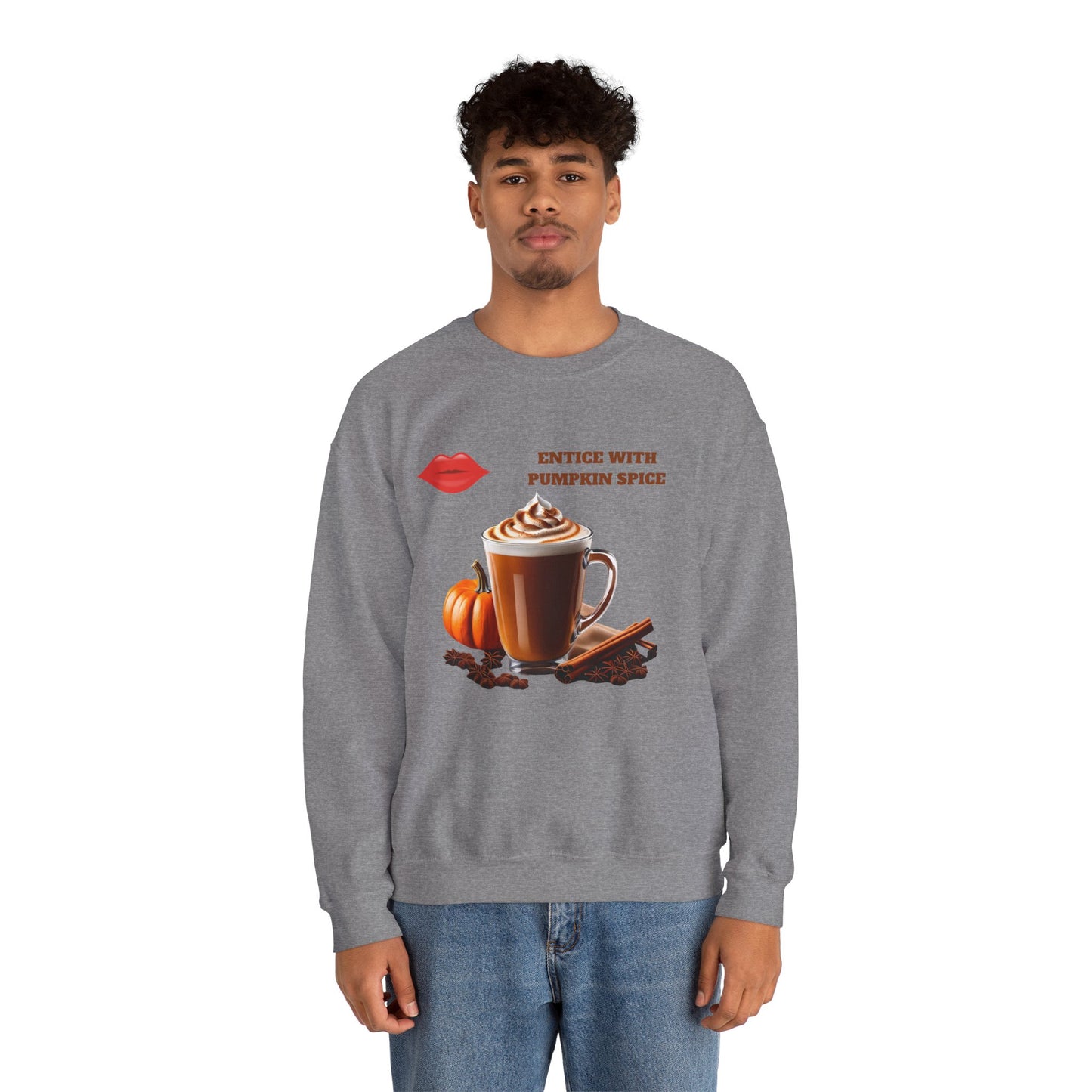 Entice With Pumpkin Spice Latte Lips Unisex Heavy Blend™ Crewneck Sweatshirt