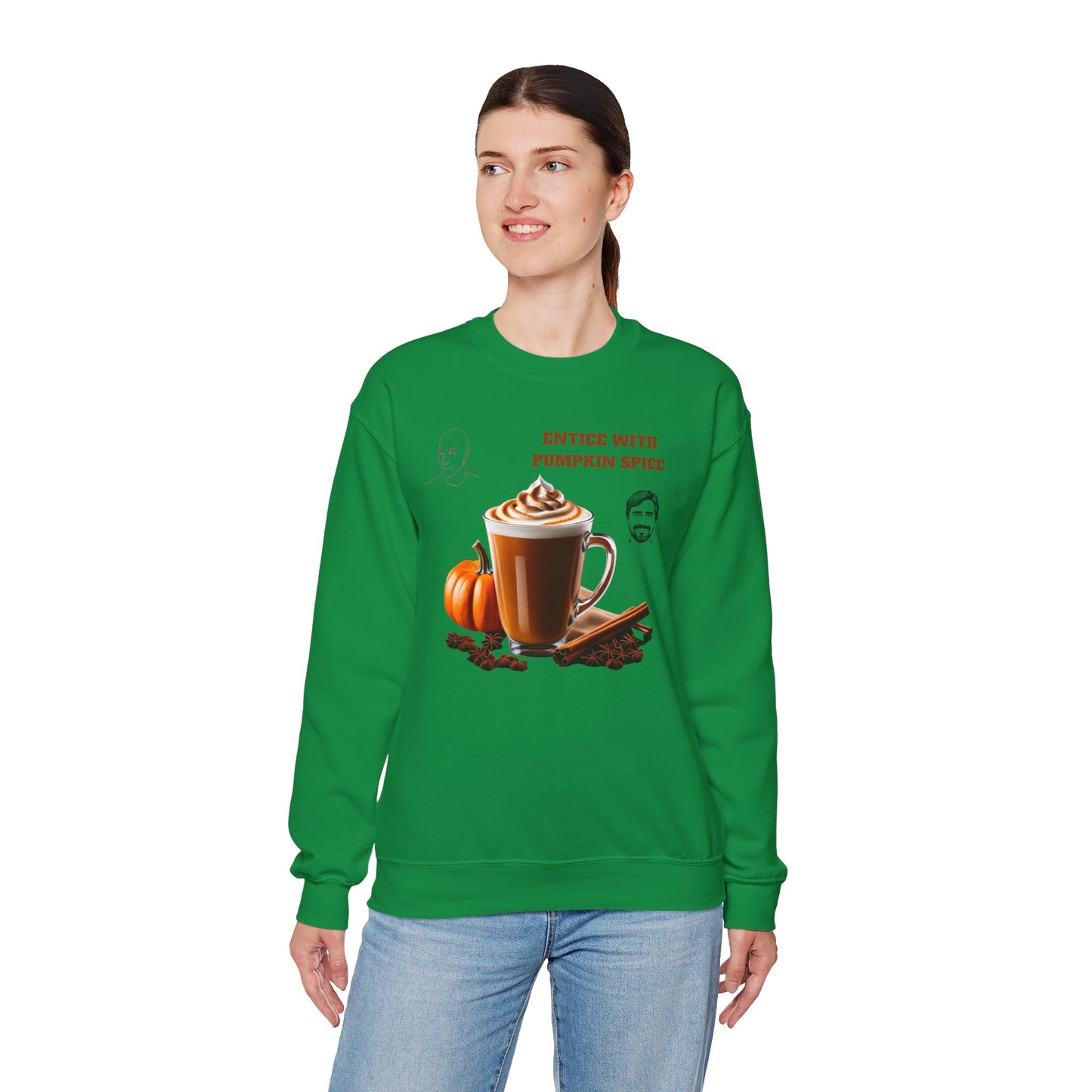 Entice With Pumpkin Spice Latte Cute Guys Unisex Heavy Blend™ Crewneck Sweatshirt