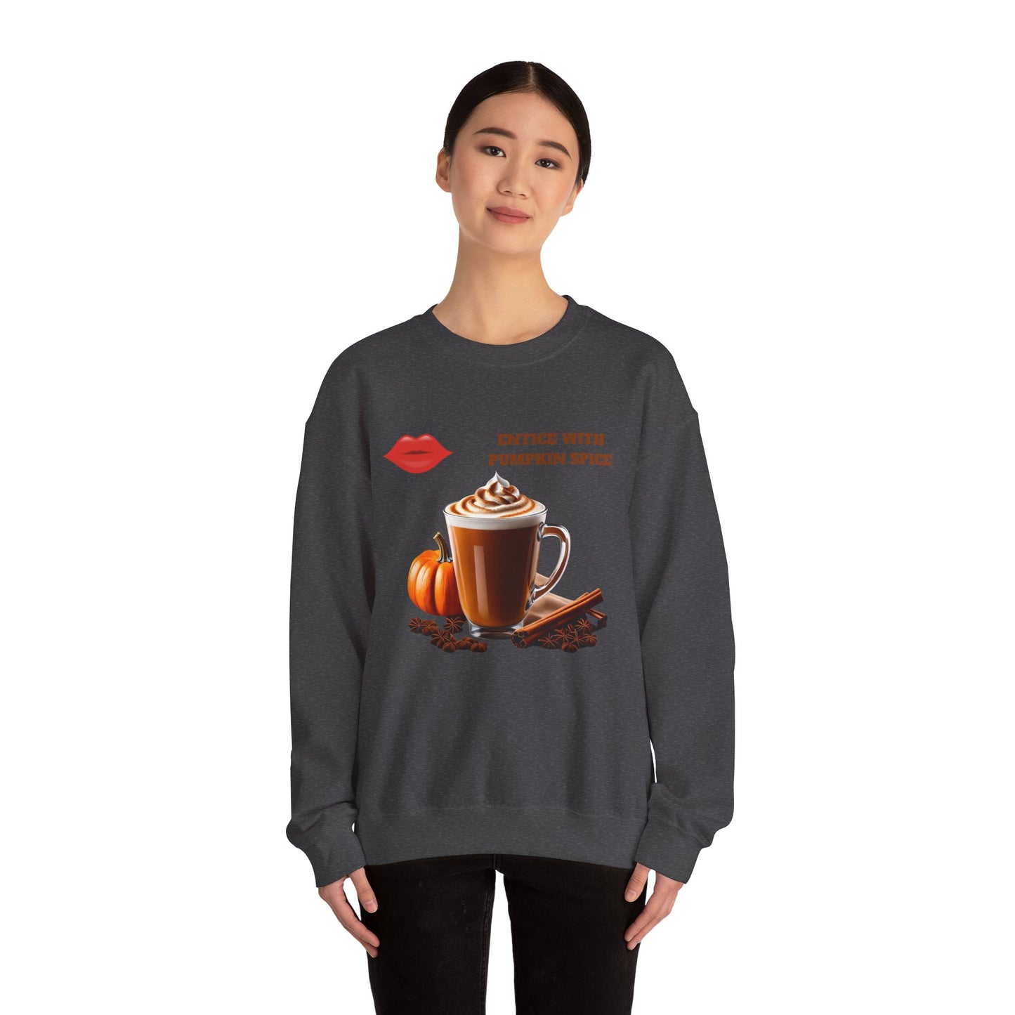 Entice With Pumpkin Spice Latte Lips Unisex Heavy Blend™ Crewneck Sweatshirt