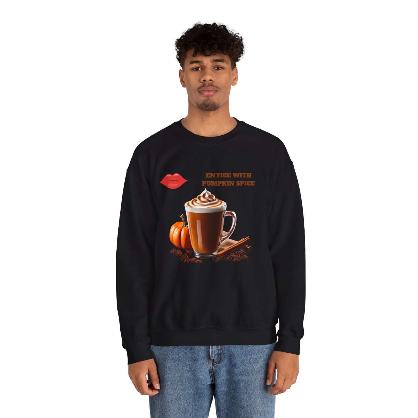 Entice With Pumpkin Spice Latte Lips Unisex Heavy Blend™ Crewneck Sweatshirt