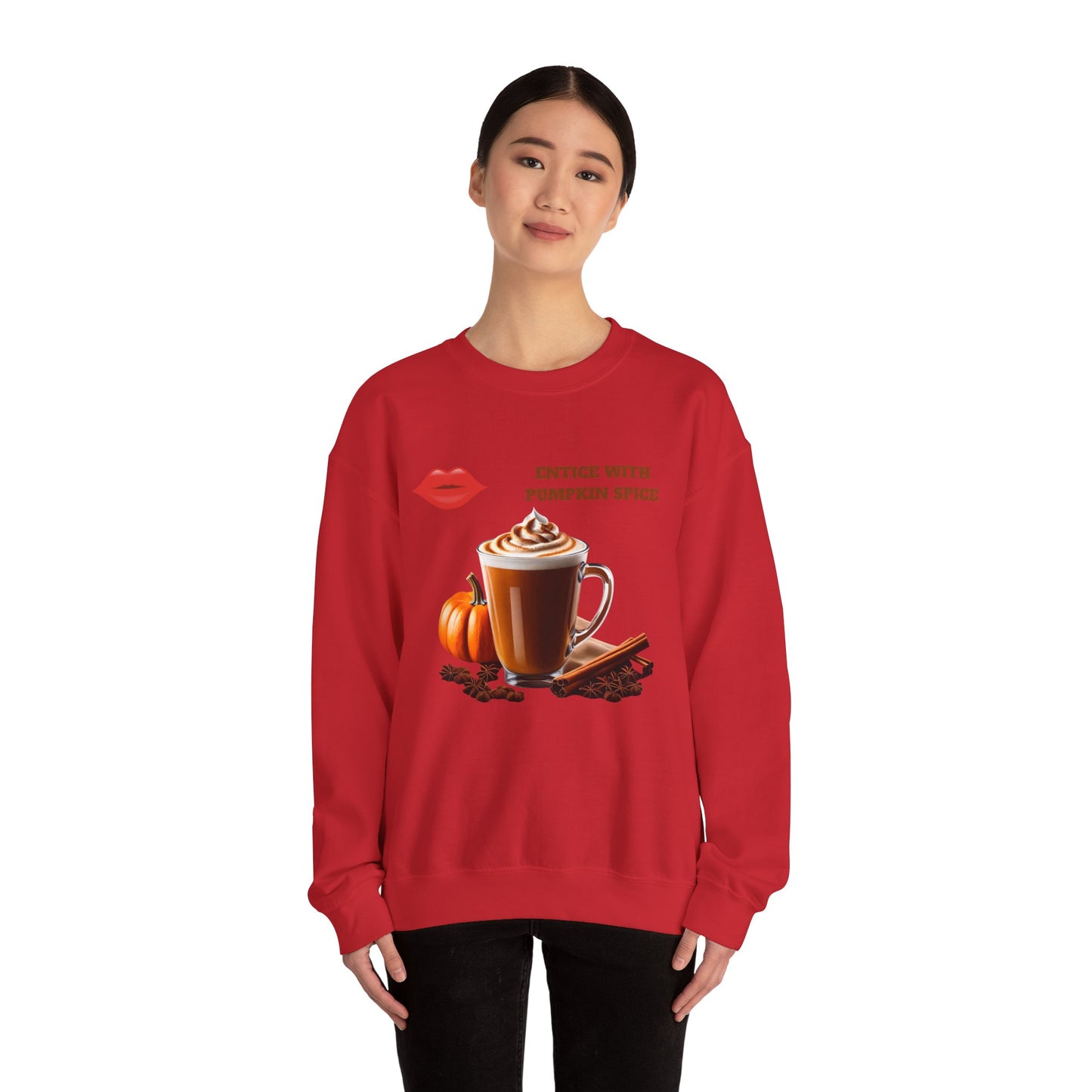 Entice With Pumpkin Spice Latte Lips Unisex Heavy Blend™ Crewneck Sweatshirt