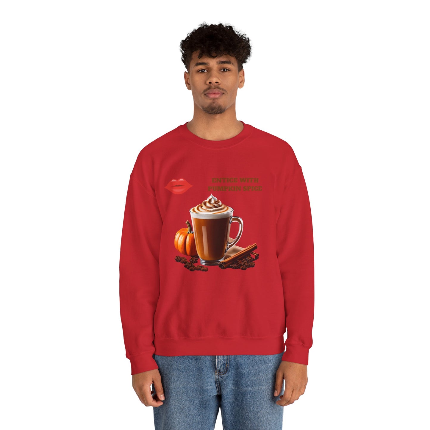 Entice With Pumpkin Spice Latte Lips Unisex Heavy Blend™ Crewneck Sweatshirt