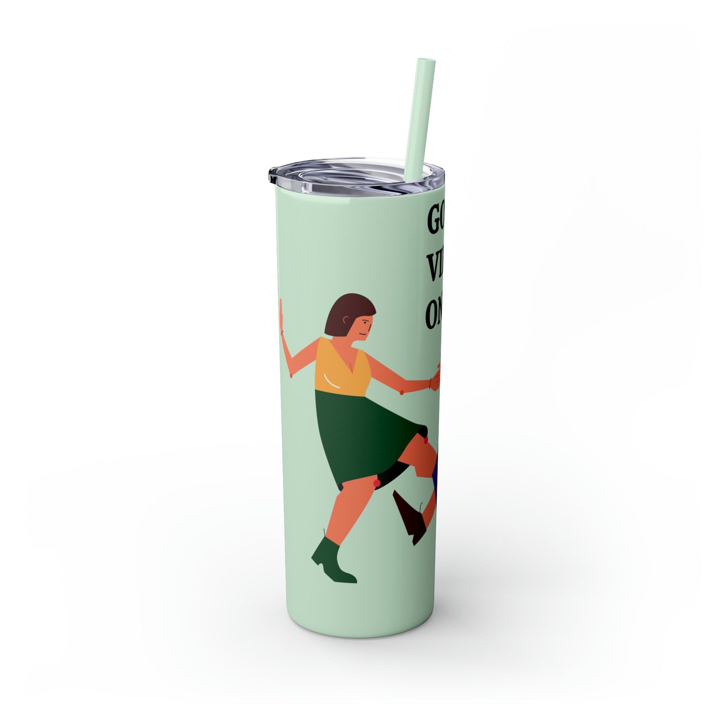 Good Vibes Only Skinny Tumbler with Straw, 20oz