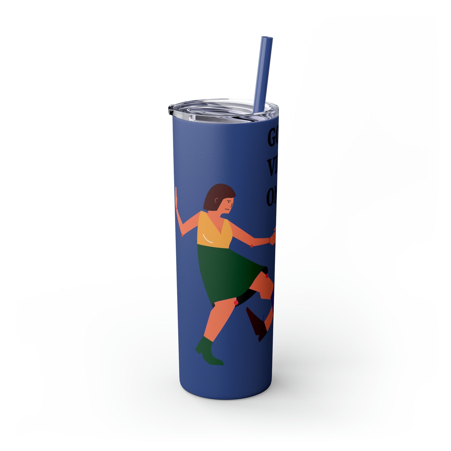 Good Vibes Only Skinny Tumbler with Straw, 20oz