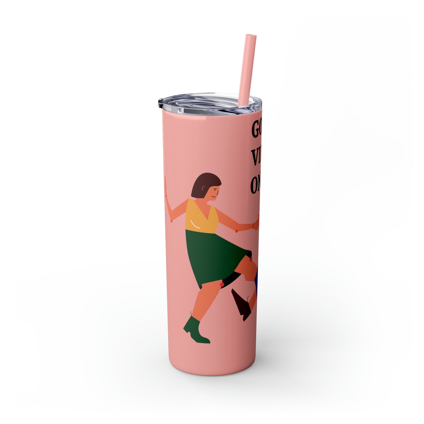 Good Vibes Only Skinny Tumbler with Straw, 20oz