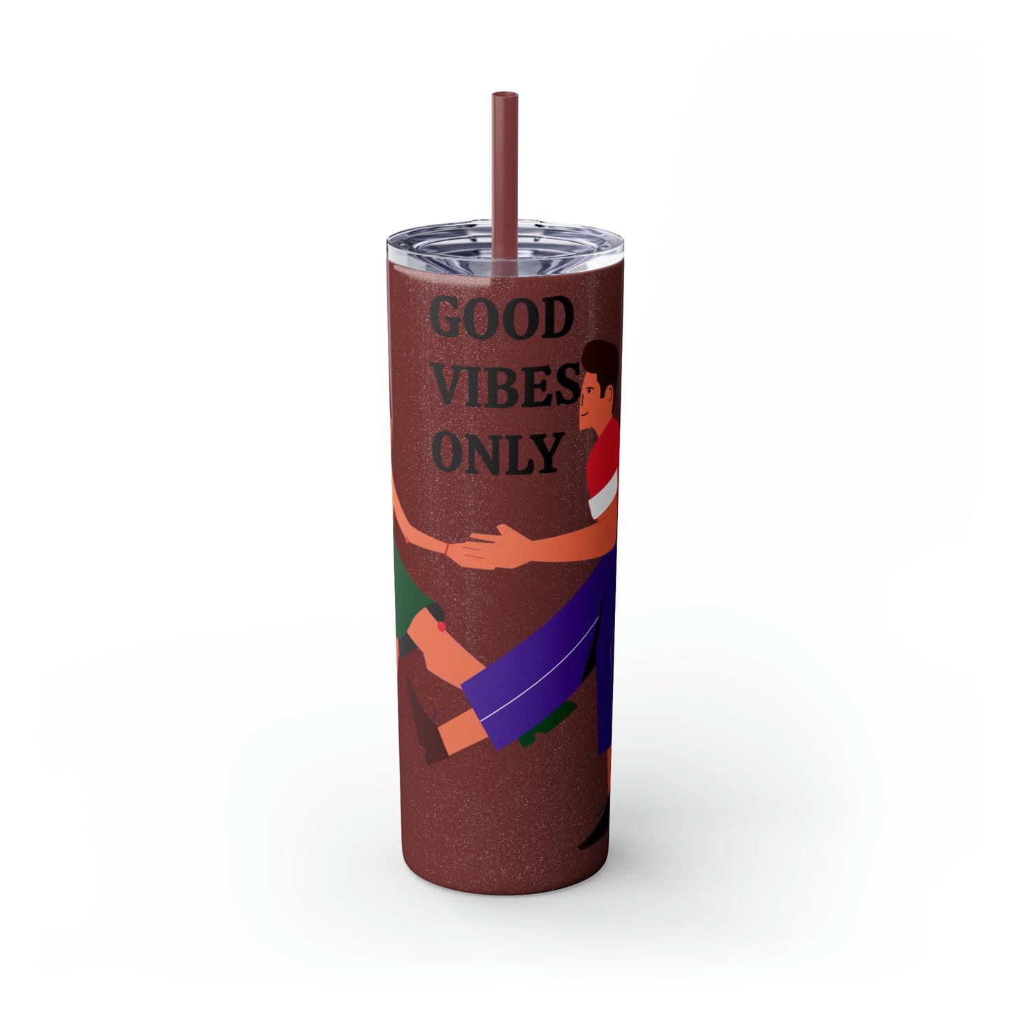 Good Vibes Only Skinny Tumbler with Straw, 20oz