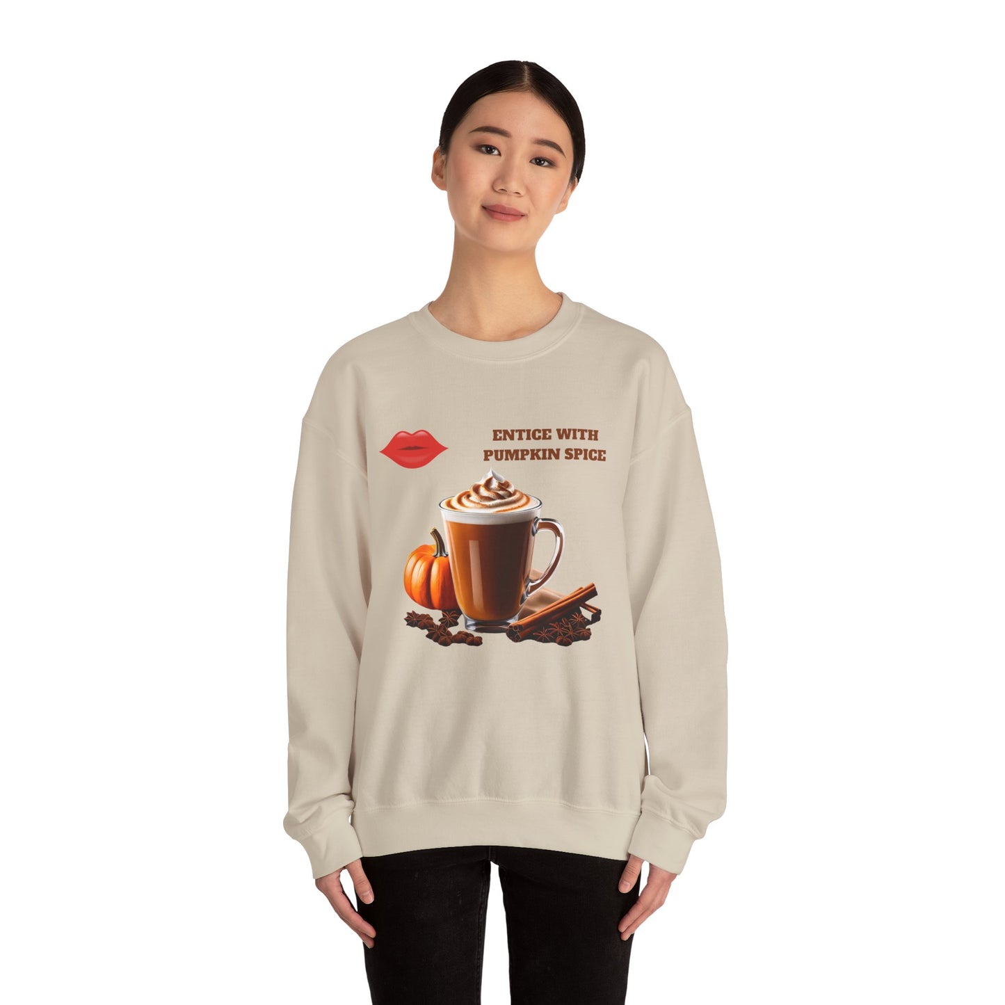 Entice With Pumpkin Spice Latte Lips Unisex Heavy Blend™ Crewneck Sweatshirt