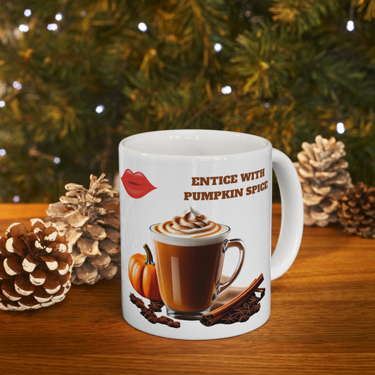 Entice With Pumpkin Spice Latte Lips Ceramic Mug 11oz