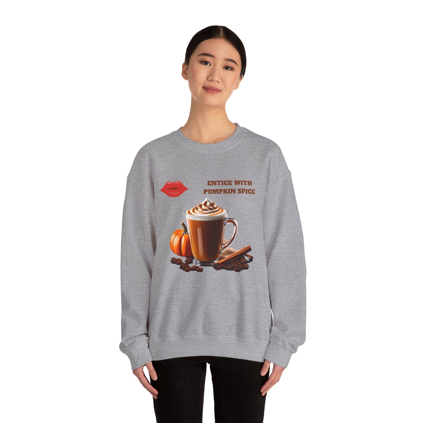 Entice With Pumpkin Spice Latte Lips Unisex Heavy Blend™ Crewneck Sweatshirt