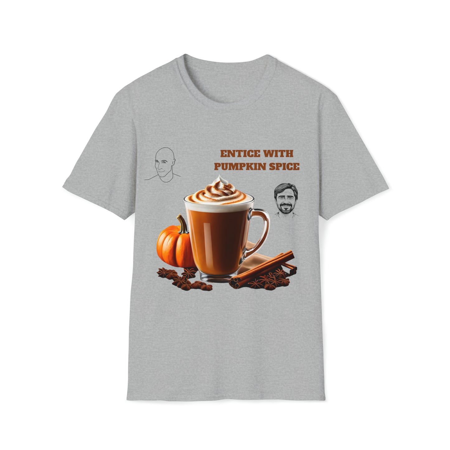 Entice With Pumpkin Spice Latte Cute Guys Unisex Softstyle T-Shirt