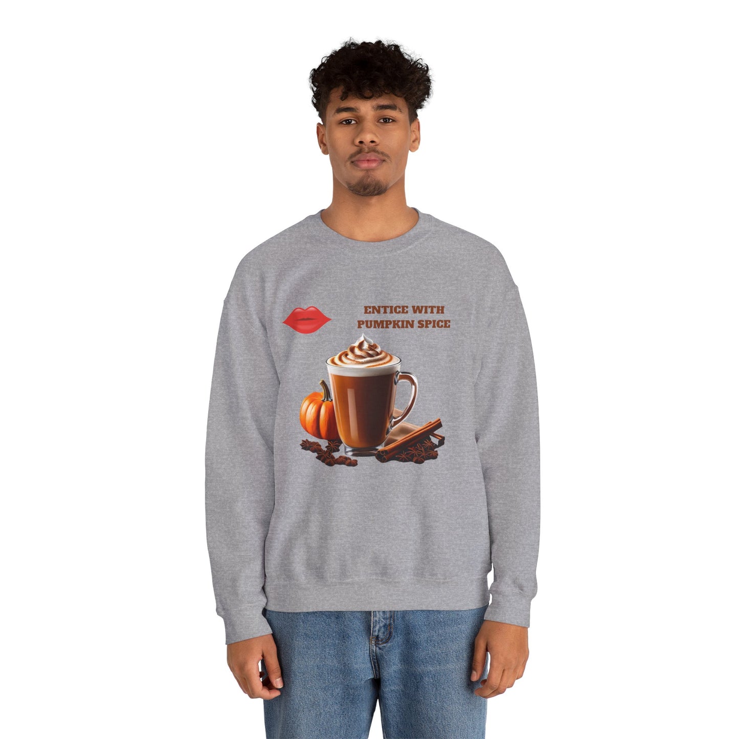 Entice With Pumpkin Spice Latte Lips Unisex Heavy Blend™ Crewneck Sweatshirt