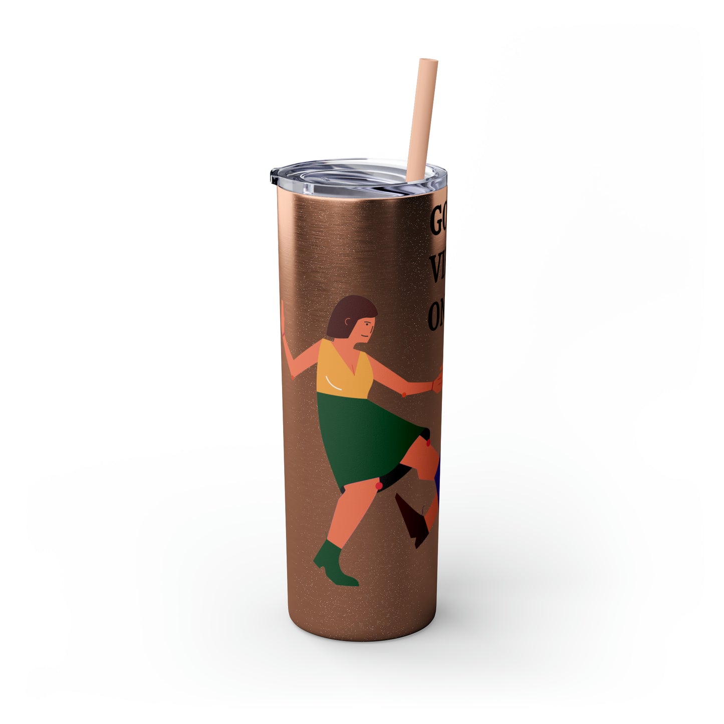 Good Vibes Only Skinny Tumbler with Straw, 20oz