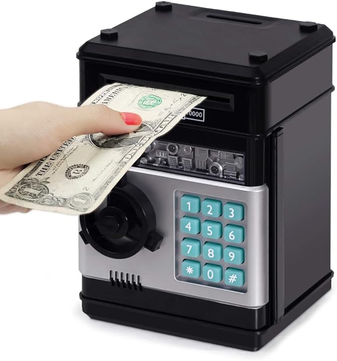 Electronic Piggy Bank ATM Password Money Box Cash Coins Saving Box ATM Bank Safe Box Automatic Deposit Banknote Christmas Gift